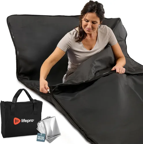 Manta de sauna infrarroja LifePro para desintoxicación y relajación – Sauna portátil de infrarrojos lejanos para el hogar para desintoxicación,