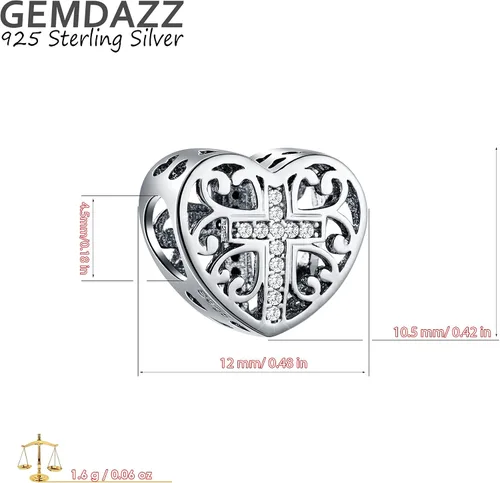 Miniatura 2 de GEMDAZZ Dijes de plata de ley 925 con dije de la serie religiosa Yin Yang, cuentas de dados cruzados para hombres y mujeres, pulsera de regalo