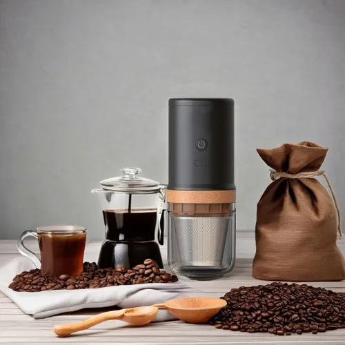 Miniatura 4 de Molinillo de café eléctrico compacto 2 en uno, núcleo de molienda de acero inoxidable SUS420, modelo de doble elaboración, una pulsación, molinillo