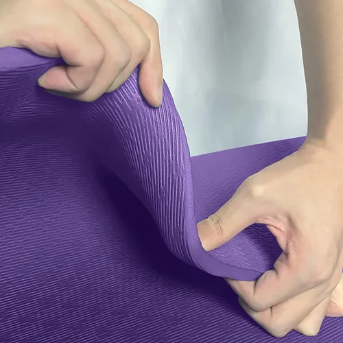 Miniatura 5 de Hatha Yoga Tapete de yoga de TPE grueso de 72 x 27 x 1/3 pulgadas, antideslizante, ecológico, tapete de ejercicio para yoga, pilates y Púrpura