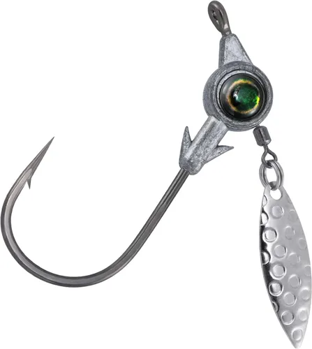 Dr.Fish Paquete de 10 jigs Underspin Jigs Heads 3D Eye Freshwater Swimbait Jig Freshwater Bass Walleye Fishing Mustad Hooks Sauce Blade 1/8oz, Sin