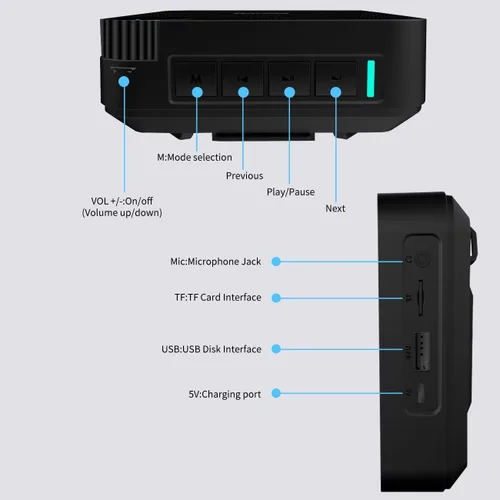 Miniatura 4 de Amplificador de Voz Portátil con Auriculares de Micrófono con Cable, Altavoz de Sistema PA Recargable, Micrófono Personal, Amplificador de Voz