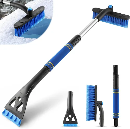 Miniatura 9 de LivTee Rascador de hielo y cepillo de nieve para parabrisas de automóvil, herramienta de eliminación de nieve extraíble de 24.75 pulgadas