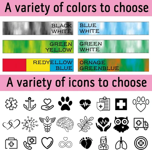 Miniatura 4 de Pulseras de silicona de alerta médica personalizadas, pulseras de identificación médica, pulseras de emergencia deportivas personalizadas para Blanco