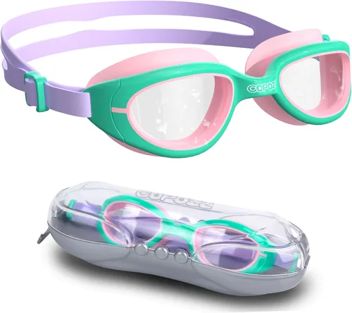 Miniatura 10 de COPOZZ Gafas de natación para niños, antivaho y HD, cómodo ajuste 3D, gafas de natación duraderas unisex para niños y niñas de 3 a 14 años