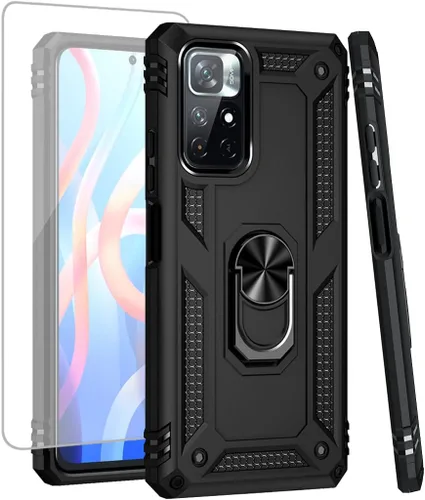 Funda para Redmi Note 11 4G/para Redmi Note 11S 2201117TY con protector de pantalla de vidrio templado, [grado militar] Soporte magnético para
