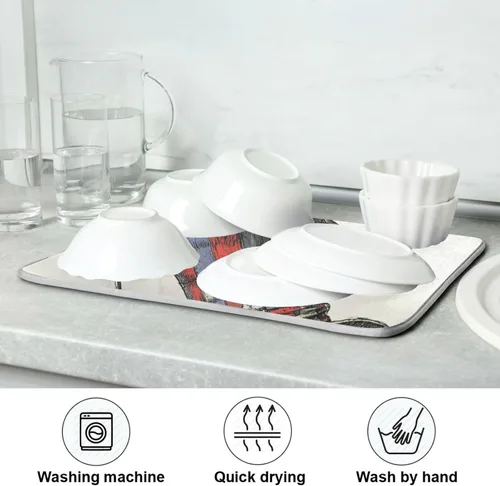 Miniatura 7 de Tapete de secado de platos para encimera de cocina, tapete de secado de platos, tapete escurridor de platos, almohadilla de microfibra absorbente