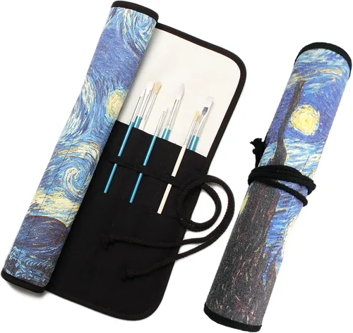 Miniatura 13 de Funny live Portapinceles para Suministros de Arte, Soporte para Pinceles de Artista y Organizador de Almacenamiento Estuche Bolsa Enrollable