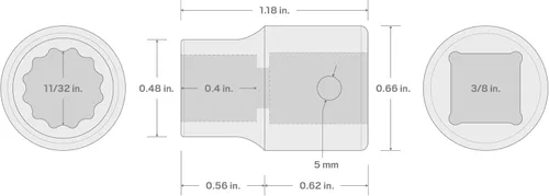 Miniatura 106 de TEKTON Encastre de 3/8 pulgadas x 0.669 in Zócalo de impacto de 12 puntos poco profundo SID12317