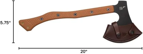 Miniatura 10 de TOPS Cuchillos Hacha de alto impacto Hacha de espiga completa - Acabado de revestimiento de tracción negro - Funda de cuero marrón