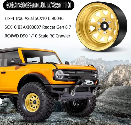 Miniatura 4 de OGRC 4 piezas de ruedas de aluminio de 1.9 pulgadas con Beadlock y offset negativo para TRX4 TRX6 SCX10 I II III 90046 AXI03007 Redcat GEN7 GEN8
