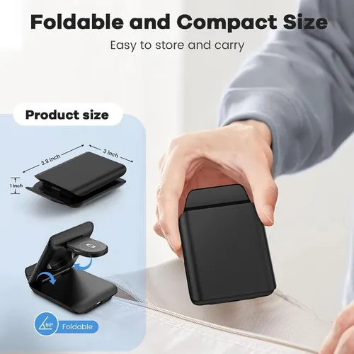 Miniatura 2 de Cargador inalámbrico rápido para Samsung Z Flip - Estación de carga de viaje plegable 2 en 1, compatible con Samsung Galaxy Z Flip 7/6/5/4 Series