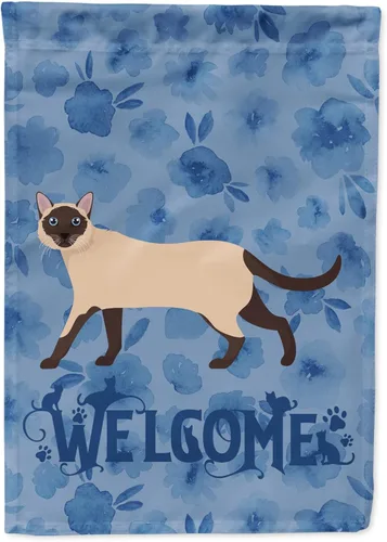 Miniatura 148 de Caroline's Treasures CK4813CHF - Bandera de bienvenida con gato abisinio azul, manga grande, para porche, para colgar en la pared, poliéster