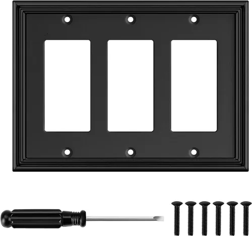 Miniatura 9 de Placa Decorativa Moderna Negra para Interruptor de Luz Cubierta de Interruptor de Luz Cubiertas de Tomacorriente Decorativo Placas de Interruptor