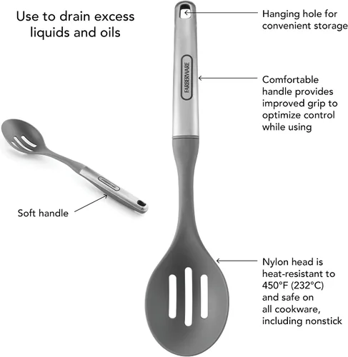 Miniatura 5 de Farberware Cuchara ranurada suave profesional de acero inoxidable, 13.58 pulgadas, gris