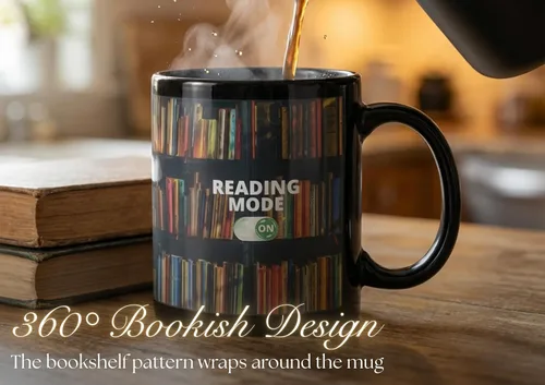 Miniatura 6 de Onebttl Regalos para amantes de los libros, taza que cambia de color, taza de café de cerámica con modo de lectura, regalo para lectores, ratones