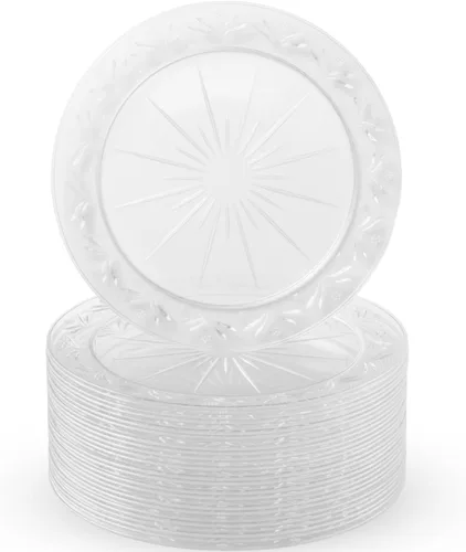 Blue Sky Simcha - Platos desechables de plástico transparente de 10 pulgadas (20 unidades) | Vajilla de alta calidad y resistente para fiestas,