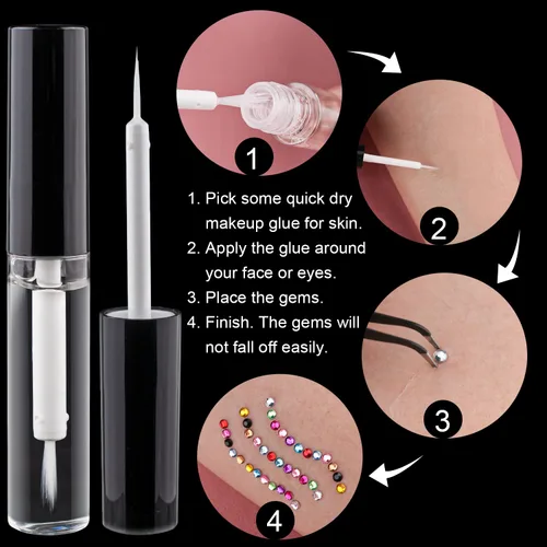 Miniatura 4 de Kits de diamantes de imitación de espalda plana, diamantes de imitación coloridos+gemas de cristal AB con pegamento de secado rápido+lápiz