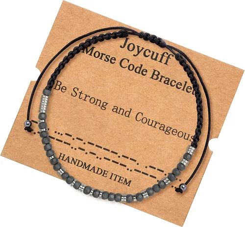 JoycuFF Regalos inspiradores para niñas, pulseras con código morse para mujer, joyería única para hija, mamá, papá, hijo, regalo de amistad para