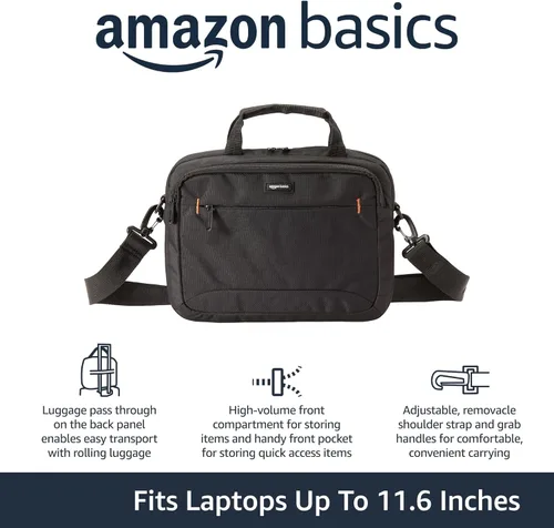 Miniatura 3 de Amazon Basics - Funda de transporte para laptop con correa de hombro, 1 unidad, 11.6 pulgadas, negro