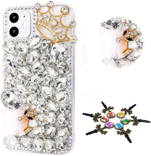 Miniatura 38 de Sparkle - Funda para teléfono compatible con Samsung Galaxy A12, elegante, hecha a mano en 3D, diseño de diamantes de imitación, diseño de diamantes