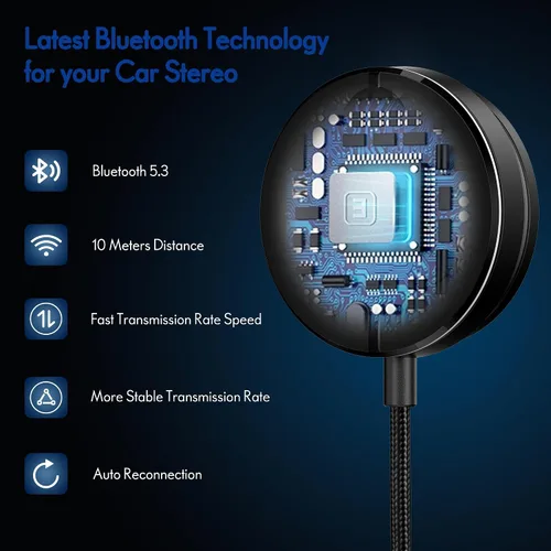 Miniatura 6 de BESIGN BK01 Kit Bluetooth para coche, receptor auxiliar inalámbrico para llamadas manos libres y transmisión de música con filtro de ruido de bucle