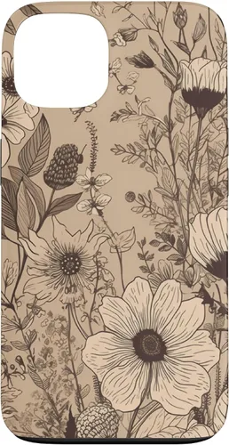 Miniatura 7 de Funda para iPhone 13 Pro Beige Tan Wildflower Floral Minimal Flower Boho