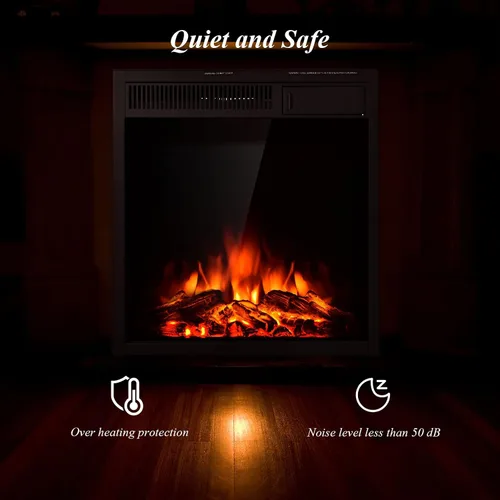Miniatura 7 de COSTWAY Insertos de chimenea eléctrica de 22.5 pulgadas, chimenea decorativa empotrada de pared de 1500 W e independiente con control remoto, 7