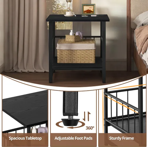 Miniatura 5 de EazeHome Mesa auxiliar cuadrada de 18 pulgadas, moderna mesita de noche, mesita de noche con estante de almacenamiento abierto para sala de estar