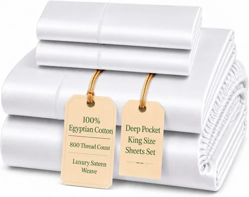 Miniatura 75 de Sábanas Twin XL 100% Algodón Para Cama Twin, Juego de Sábana Bajera Totalmente Elástica y Fundas de Almohada 800TC, Sábanas de Bolsillo Profundo 06