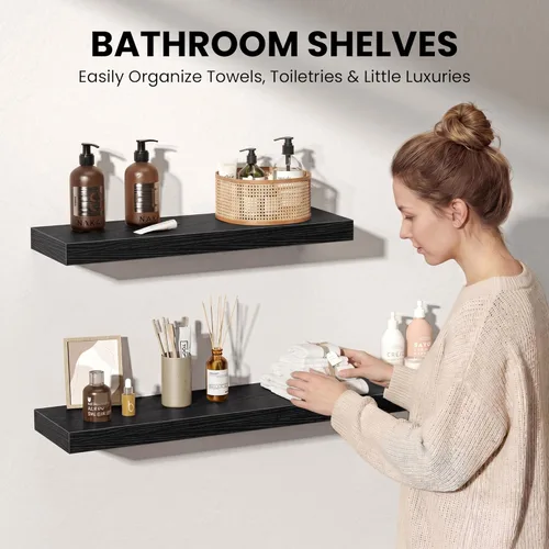 Miniatura 7 de Fun Memories Estantes flotantes de 16 pulgadas para pared, estantes de 8 pulgadas de profundidad para baño, dormitorio, cocina, montaje en pared