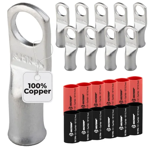 Miniatura 60 de SELTERM 5 piezas terminales de cable de cobre estañado 1/0 AWG perno de 1/2", extremos de cable de batería, terminales de anillo, conectores