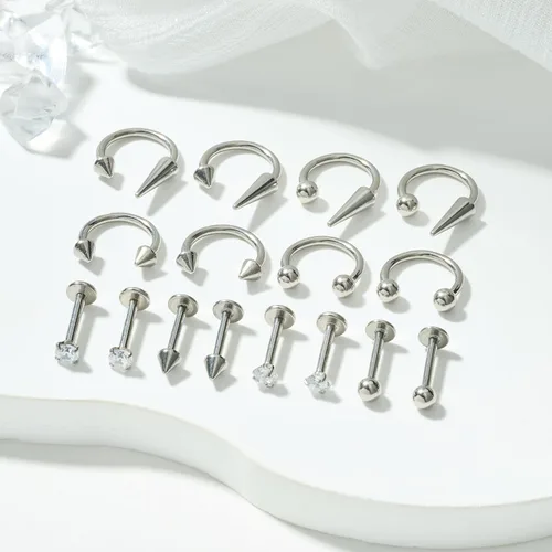 Miniatura 6 de Zolure 16g Anillos de labio de herradura, joyería labret, anillo de barra de labio, anillo de pico, joyería de mordida de serpiente, pendientes