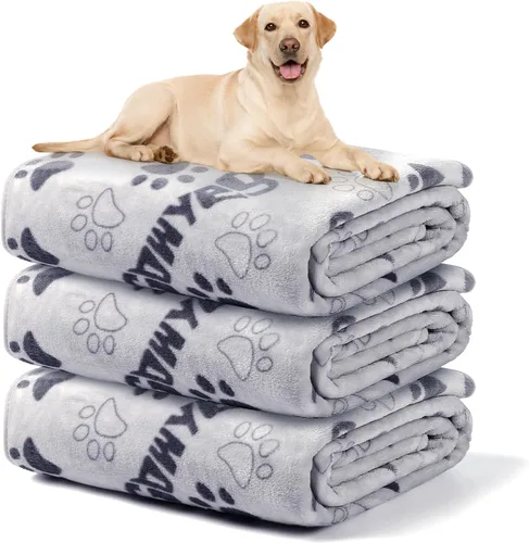 Miniatura 26 de Manta Suave para Perros para Perros Grandes - Manta Mullida para Mascotas para Gatos y Cachorros, Manta Reversible con Diseño de Huellas de Pata gris