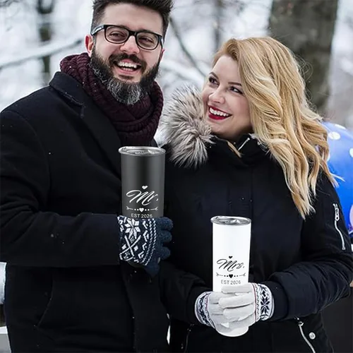Miniatura 5 de DHQH Juego de Tumblers Mr and Mrs 2026, Regalos de Compromiso y Boda para Parejas Esposa Esposo Futura Novia Recién Comprometidos Tumbler de Viaje