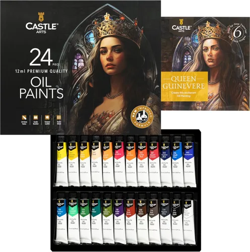 Castle Art Supplies 24 X 12ml Juego de Pintura al Óleo | Gran Juego de Valor para Artistas Adultos, Principiantes y Avanzados | Variedad Vibrante de