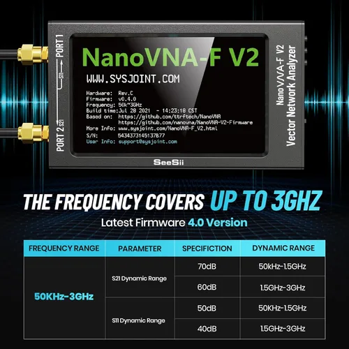 Miniatura 2 de Versión mejorada del analizador de red vectorial NanoVNA-F V2 50kHz-3000MHz HF VHF UHF VNA, analizador de antena con pantalla de 4.3 pulgadas
