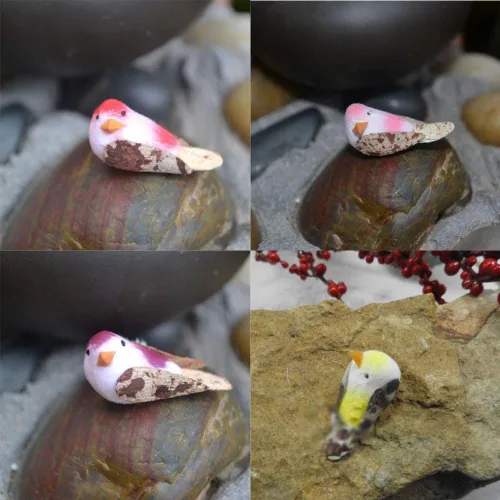 Miniatura 7 de Pursuestar 48 piezas de mini pájaros artificiales hechos a mano, flores, manualidades, hogar, jardín, fotografía, fiesta, boda, bricolaje
