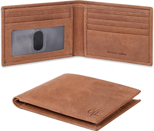 Miniatura 7 de Cartera delgada de cuero para hombre, bloqueo RFID, bolsillo frontal minimalista, delgada y elegante con ventana de identificación, regalo