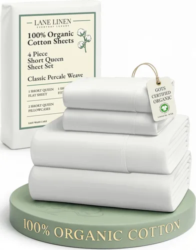Miniatura 45 de LANE LINEN Sábanas 100% algodón orgánico para cama tamaño King, sábanas de percal suave, transpirables, de lujo, estilo hotelero, lavables a 09