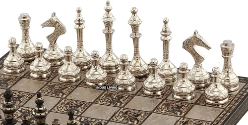 Miniatura 6 de Juego de mesa de ajedrez prémium lujoso y decorativo, 14 x 14 pulgadas, multicolor, juego de ajedrez coleccionable y hecho a mano para profesionales