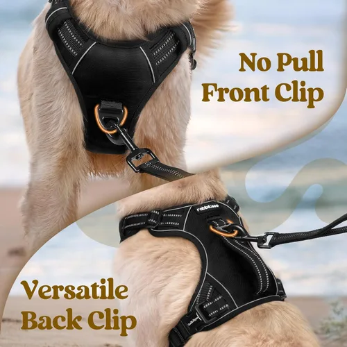 Miniatura 6 de rabbitgoo Arnés para perro de tamaño pequeño, arnés para mascotas sin tirones con mango acolchado suave, chaleco reflectante ajustable con 3