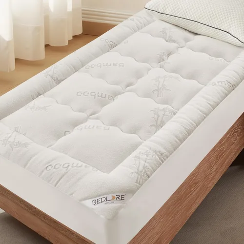 Miniatura 12 de BEDLORE - Cubrecolchón de viscosa derivada del bambú, almohadilla gruesa con esquinas elásticas de 6 a 18 pulgadas, suave, para aliviar el dolor