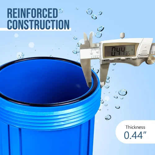 Miniatura 4 de Sistema purificador de filtro de agua azul de alta capacidad de 10 x 4.5 pulgadas para toda la casa con botón de alivio de presión, puerto de latón