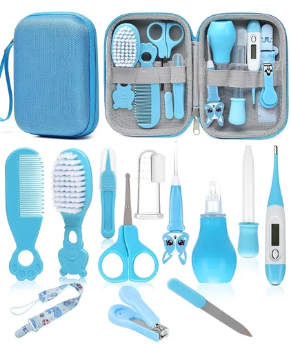 Kit de Cuidado y Aseo para Bebés, Kit de Cuidado de Guardería para Recién Nacidos Seguro, con Cepillo y Peine, Cortaúñas, Termómetro, Pinza para