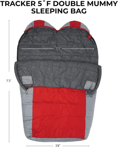 Miniatura 2 de Saco de Dormir Teton 20F y 5F; Saco de Dormir Ultraligero y Cálido para Momia para Adultos y Niños, Acampada, Mochilero, Senderismo Rojo doble