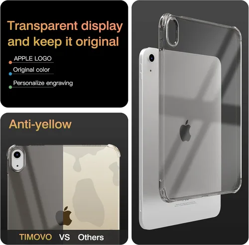 Miniatura 8 de Funda transparente TiMOVO para iPad (A16) de 11.ª generación de 11 pulgadas 2025, funda para iPad de 10.ª generación de 10.9 pulgadas 2022, cubierta