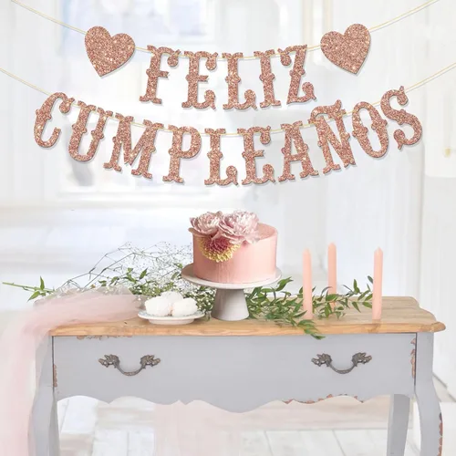 Miniatura 3 de Cartel de Feliz Cumpleaños – Suministros de guirnalda de fiesta de feliz cumpleaños en español para niños y niñas – Decoración de fiesta