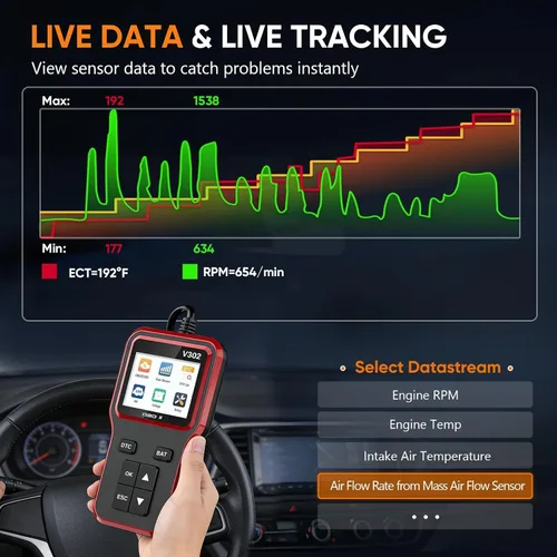 Miniatura 5 de Escáner OBD2 con probador de batería, lector de código de vehículo para comprobar la luz del motor, Plug and Play, herramienta de diagnóstico
