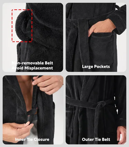 Miniatura 4 de DAVID ARCHY - Bata larga de vellón suave para hombre
